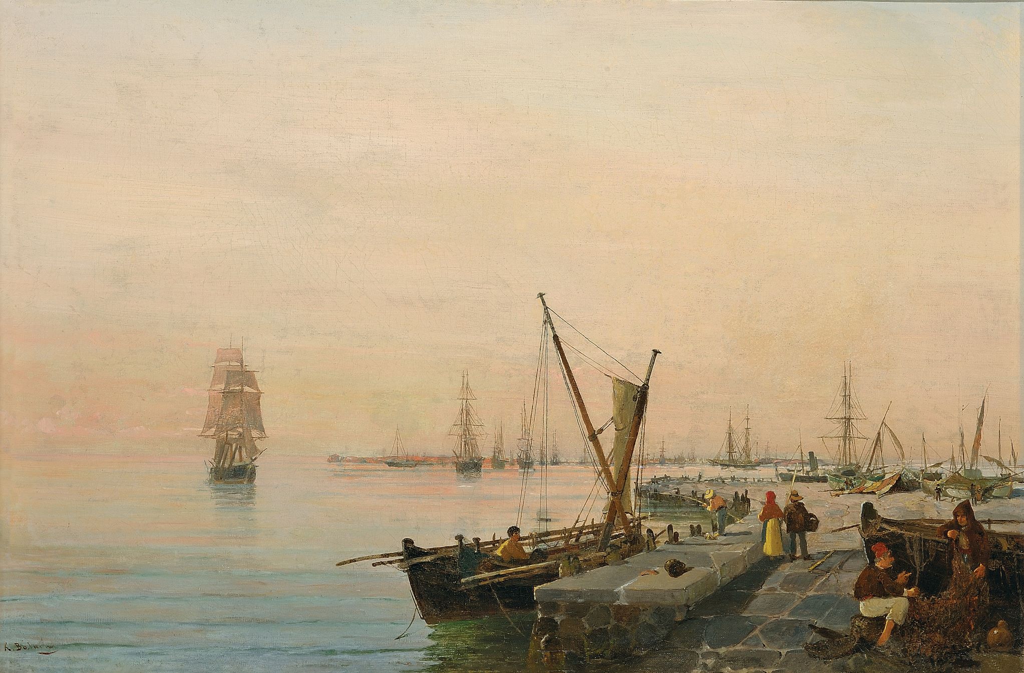 Ένα πολύβουο λιμάνι, 1885-90 λάδι σε καμβά, 51 x 81,5 εκ. Ίδρυμα Αικατερίνης Λασκαρίδη P37