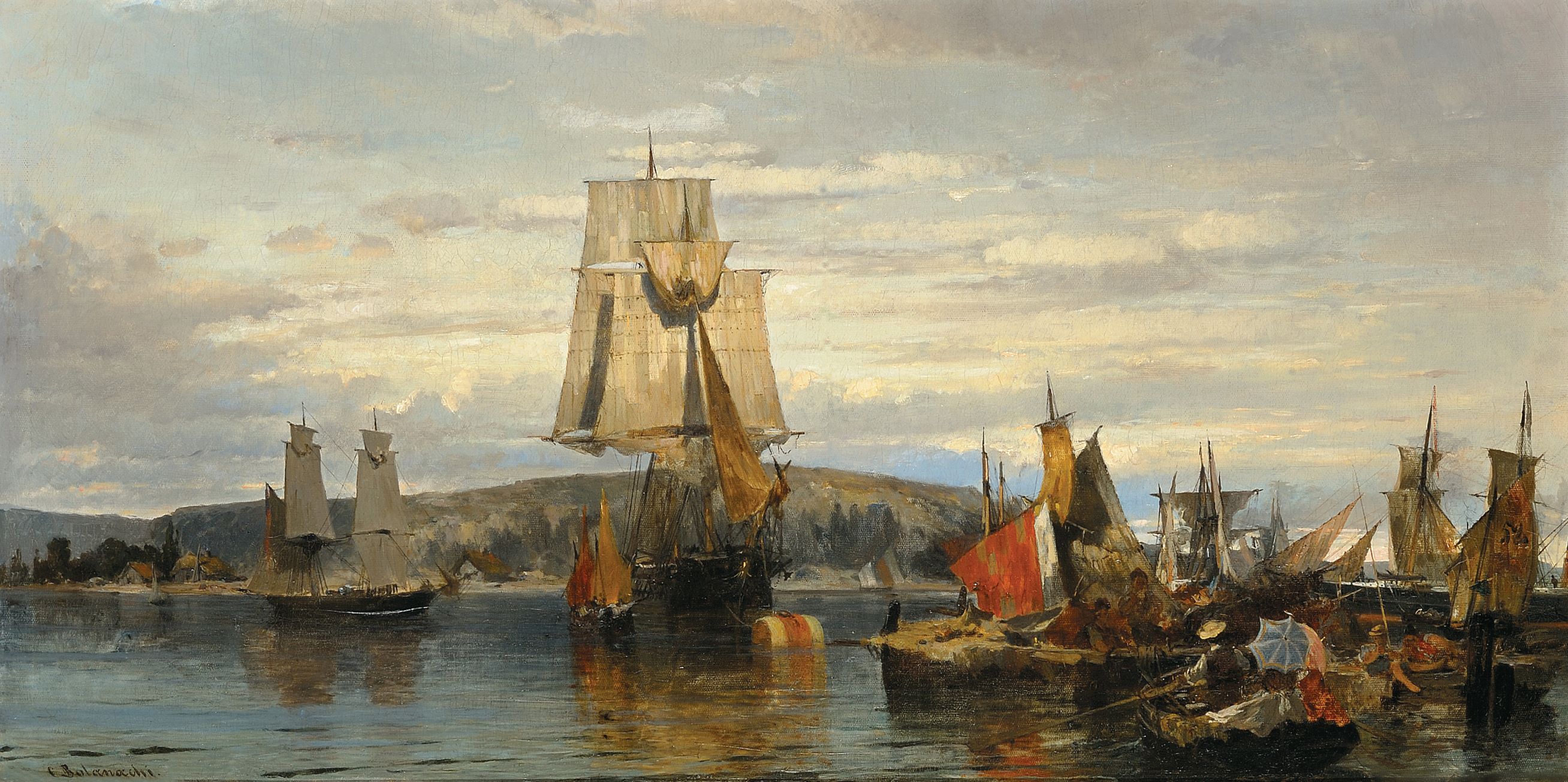 Έξω από το λιμάνι, 1870-72 λάδι σε καμβά, 48 x 95 εκ. Ίδρυμα Αικατερίνης Λασκαρίδη P23 