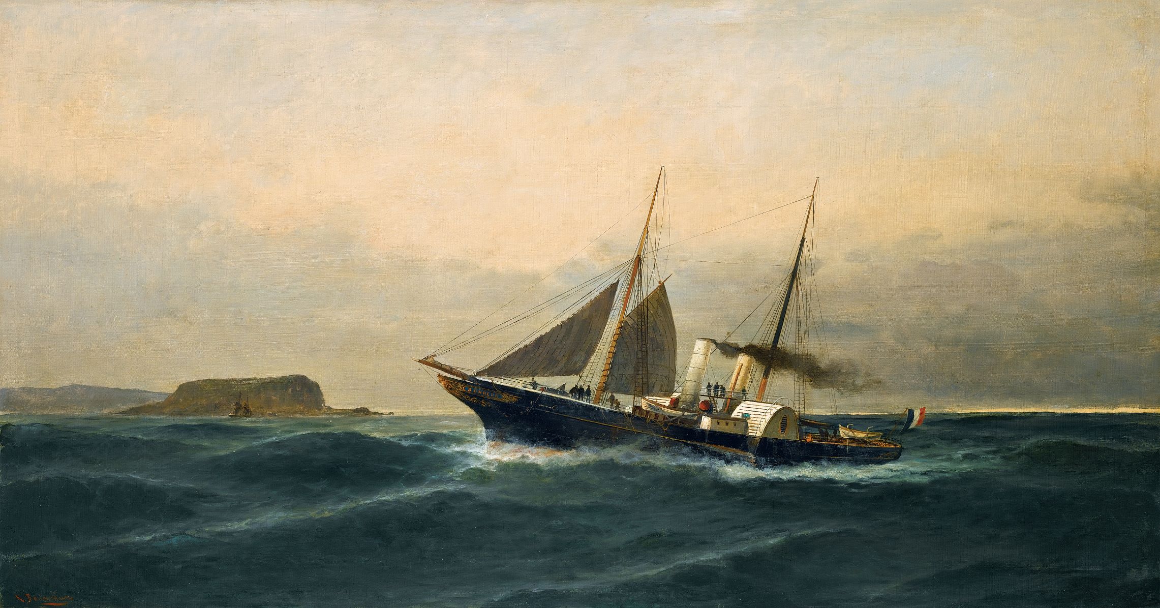 Ακρογιαλιά με ψαράδικη βάρκα, t.a.q. 1889 λάδι σε καμβάΤο πλοίο «Bonheur» ανοίγεται στο πέλαγος, 1883-86 λάδι σε καμβά, 73 x 136 εκ. Ίδρυμα Αικατερίνης Λασκαρίδη P1959,5 x 131 εκ. Ίδρυμα Αικατερίνης Λασκαρίδη P33