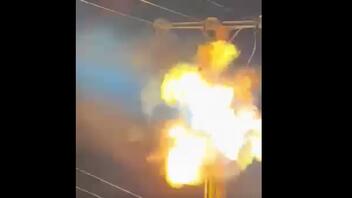 Άη Γιάννης Κνωσσού: Η στιγμή της έκρηξης σε καλώδια λόγω βραχυκυκλώματος!