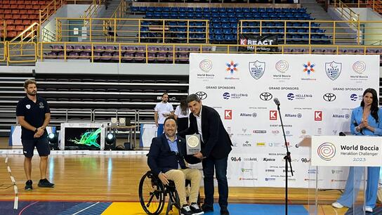 Στην τελετή έναρξης των αγώνων World Boccia Challenger 2023, ο Λ. Αυγενάκης