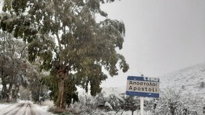 Εικόνες από την χιονισμένη ενδοχώρα του Ηρακλείου