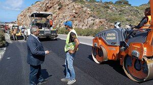 Αυτοψία Νίκου Σκουλά στο έργο αντικατάστασης του ασφαλτοτάπητα στο τμήμα του ΒΟΑΚ από Σφακάκι έως κόμβο Αμαρίου