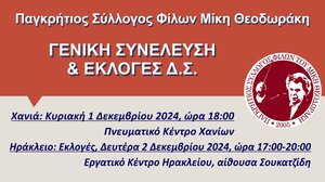 Εκλογές στον Παγκρήτιο Σύλλογο Φίλων του Μίκη Θεοδωράκη