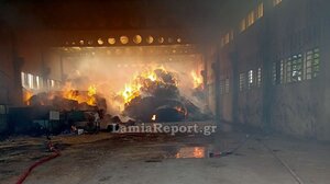 Καταστροφική πυρκαγιά σε αποθήκη με ζωοτροφές στον Αυλώνα
