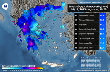 Βροχές ηπειρωτική Ελλάδα