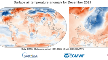 Η θερμοκρασία τον Δεκέμβριο του 2021 στην Ευρώπη και στον κόσμο
