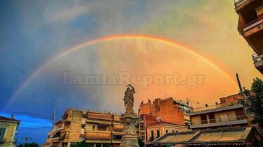 Λαμία: Κεραυνοί, διακοπή ρεύματος και διπλό ουράνιο τόξο
