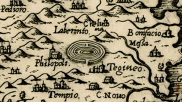 Το ιερό κορυφής στην Παπούρα σε βενετσιάνικους χάρτες του 1574 και 1598